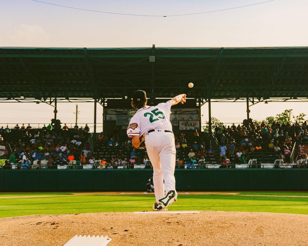 A Down East Wood Ducks game at Grainger Stadium in Kinston, North Carolina.