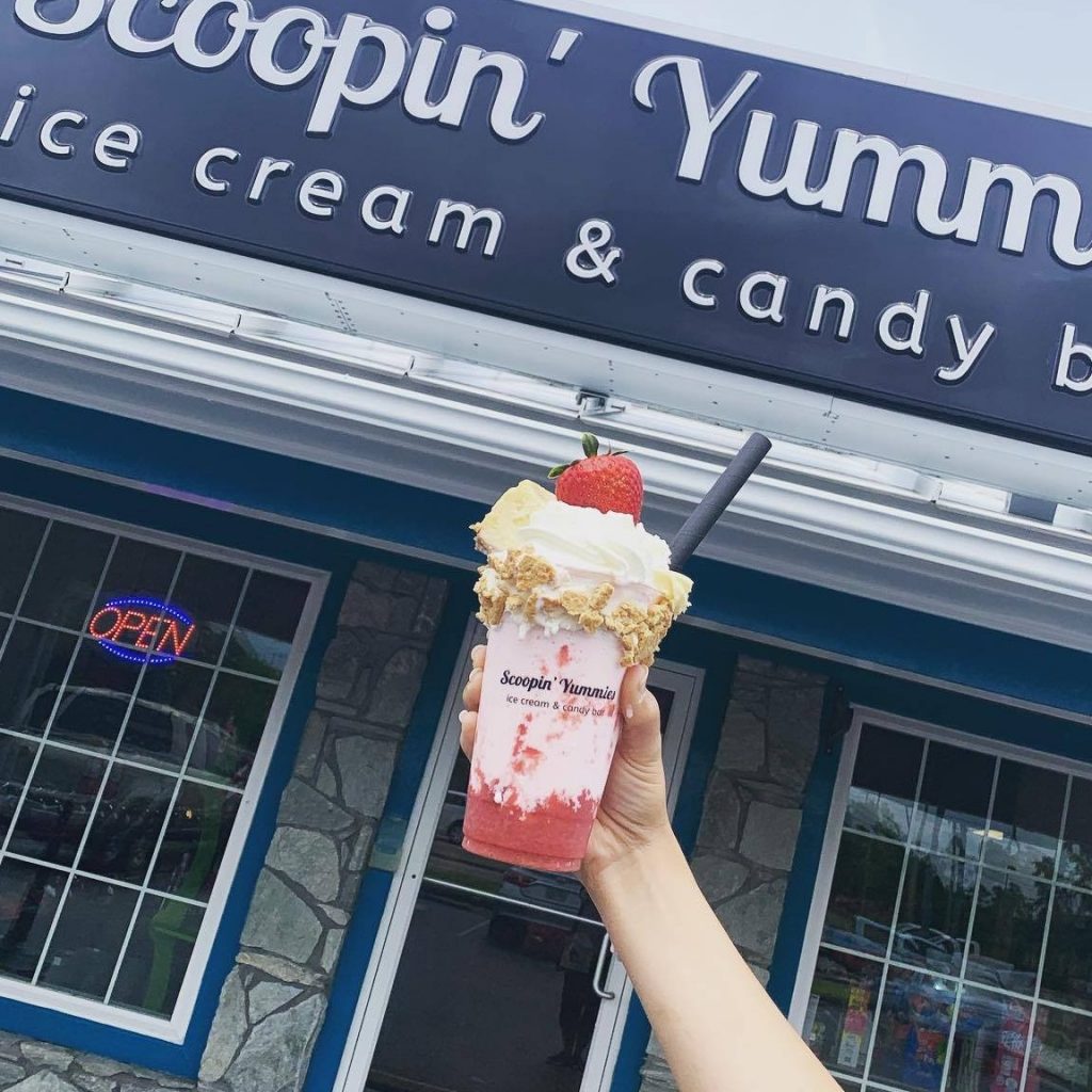 Overflowing ice cream cup from Scoopin' Yummies 