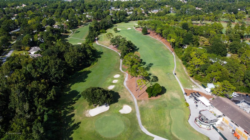 Overhead view of Pine Valley country club located in Wilmington, NC.