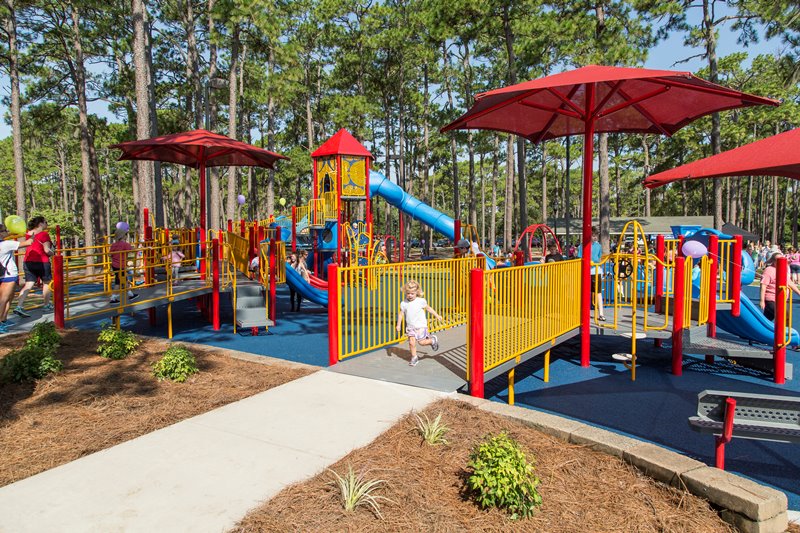 The children's play area at Long Leaf Park in Wilmington, NC. 