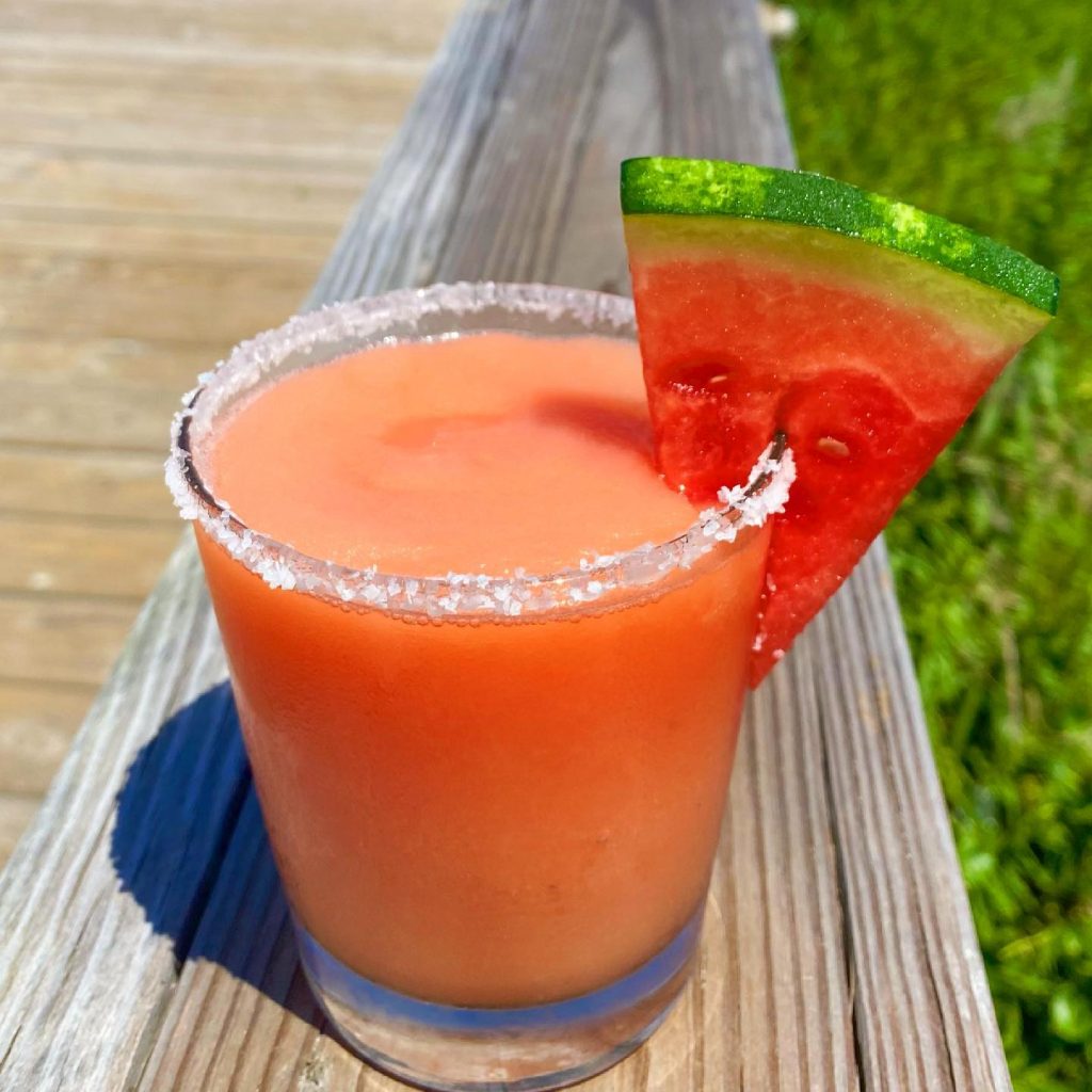 Frozen watermelon margarita from Ocean Grill and Tiki Bar in Carolina Beach, NC